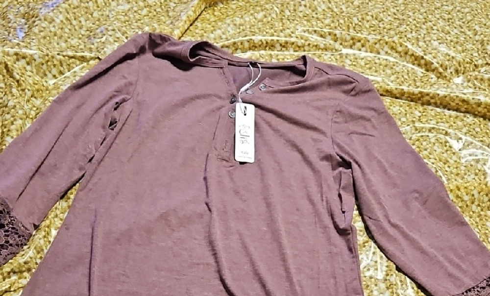 Elegant Plum Long Sleeve Top with Button Detail